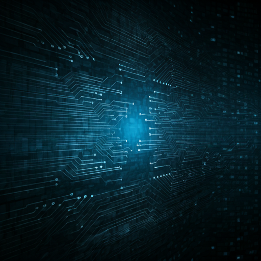 Glowing circuit patterns and data streams